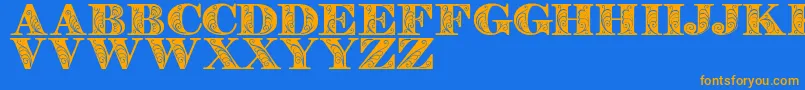 フォントZenonedemo – オレンジ色の文字が青い背景にあります。