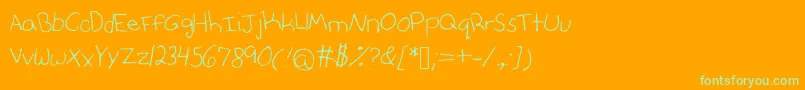Anniesfontwithfaces Font – Green Fonts on Orange Background