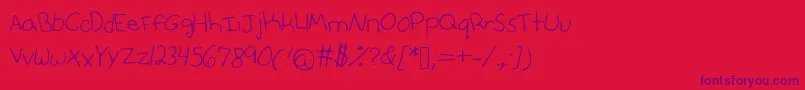 Anniesfontwithfaces-Schriftart – Violette Schriften auf rotem Hintergrund