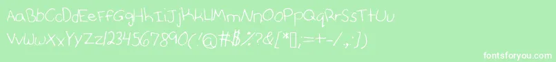 Anniesfontwithfaces-Schriftart – Weiße Schriften auf grünem Hintergrund