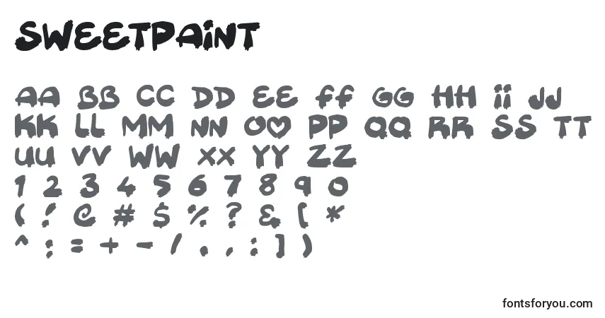 Czcionka Sweetpaint (24973) – alfabet, cyfry, specjalne znaki