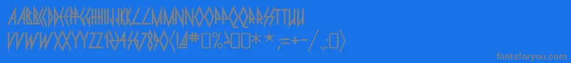 フォントPyriteRegular – 青い背景に灰色の文字