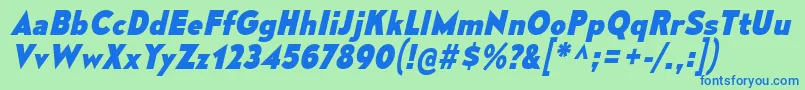 フォントMesmerizeEbIt – 青い文字は緑の背景です。