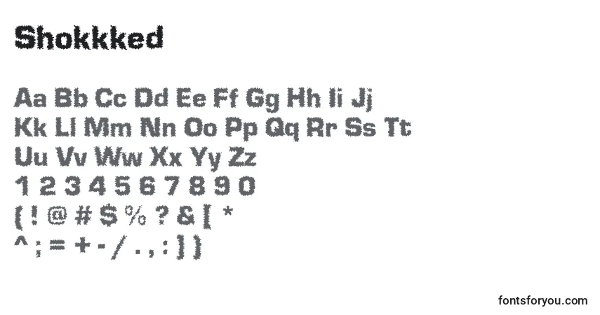 Schriftart Shokkked – Alphabet, Zahlen, spezielle Symbole