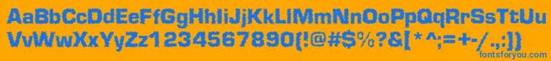 Shokkked-Schriftart – Blaue Schriften auf orangefarbenem Hintergrund