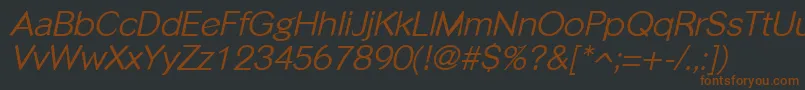 PhinsterItalic-Schriftart – Braune Schriften auf schwarzem Hintergrund