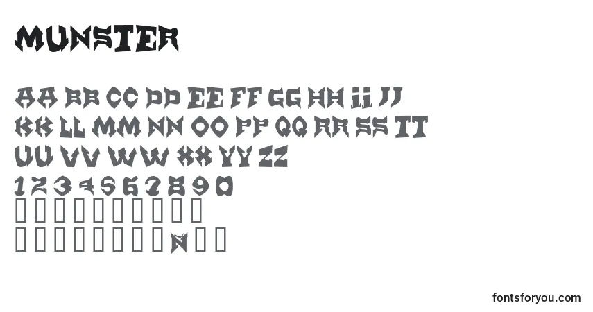 Schriftart Munster – Alphabet, Zahlen, spezielle Symbole