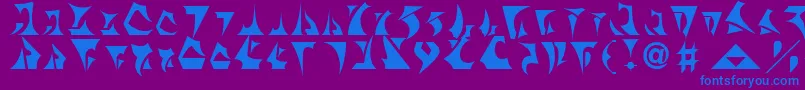 Bernyklingon-Schriftart – Blaue Schriften auf violettem Hintergrund