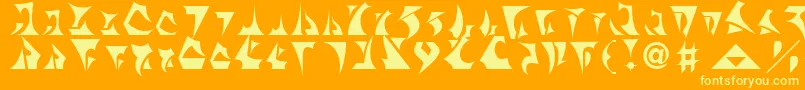 Bernyklingon-Schriftart – Gelbe Schriften auf orangefarbenem Hintergrund