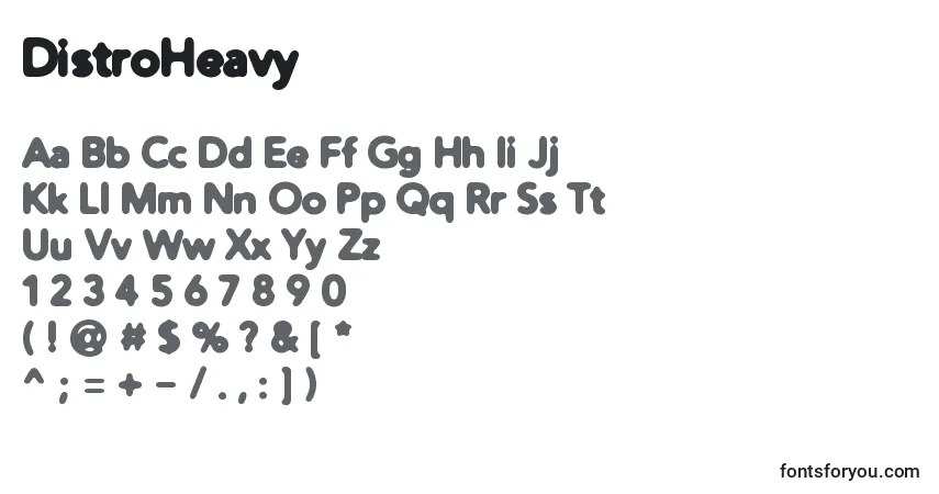 Czcionka DistroHeavy – alfabet, cyfry, specjalne znaki