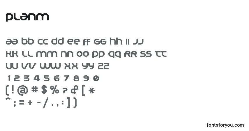 Шрифт Planm – алфавит, цифры, специальные символы