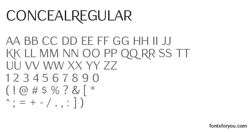 ConcealRegular Font – alphabet, numbers, special characters