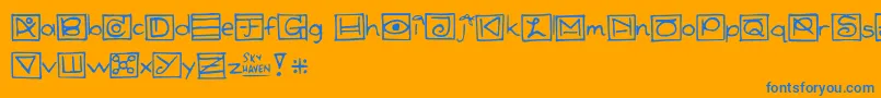 Nonsense-Schriftart – Blaue Schriften auf orangefarbenem Hintergrund