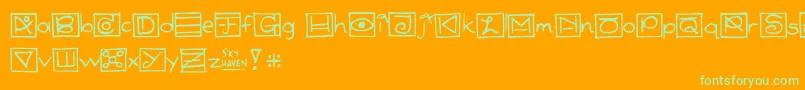 Nonsense-Schriftart – Grüne Schriften auf orangefarbenem Hintergrund