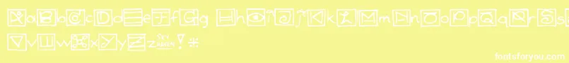 Nonsense-Schriftart – Weiße Schriften auf gelbem Hintergrund