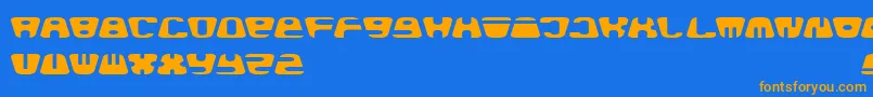 フォントBaldhead – オレンジ色の文字が青い背景にあります。
