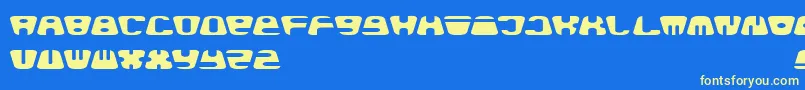 フォントBaldhead – 黄色の文字、青い背景