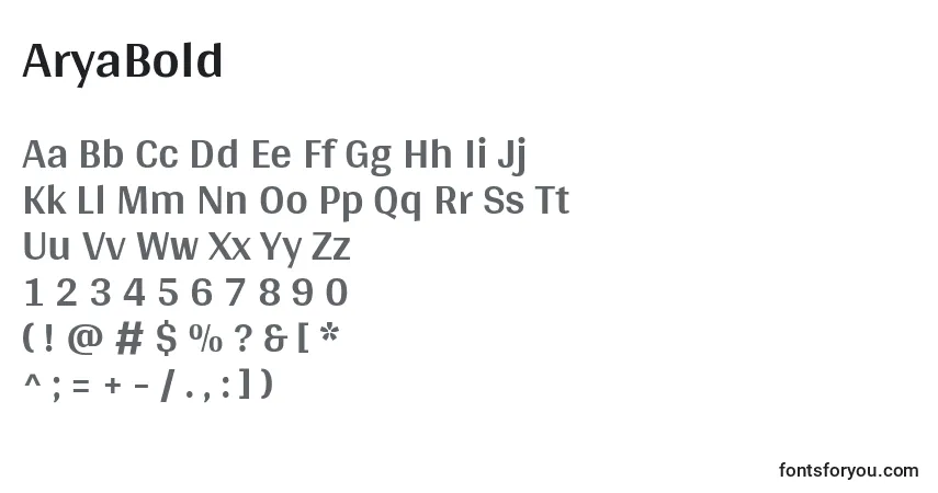 A fonte AryaBold – alfabeto, números, caracteres especiais