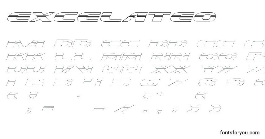 Schriftart Excelateo – Alphabet, Zahlen, spezielle Symbole