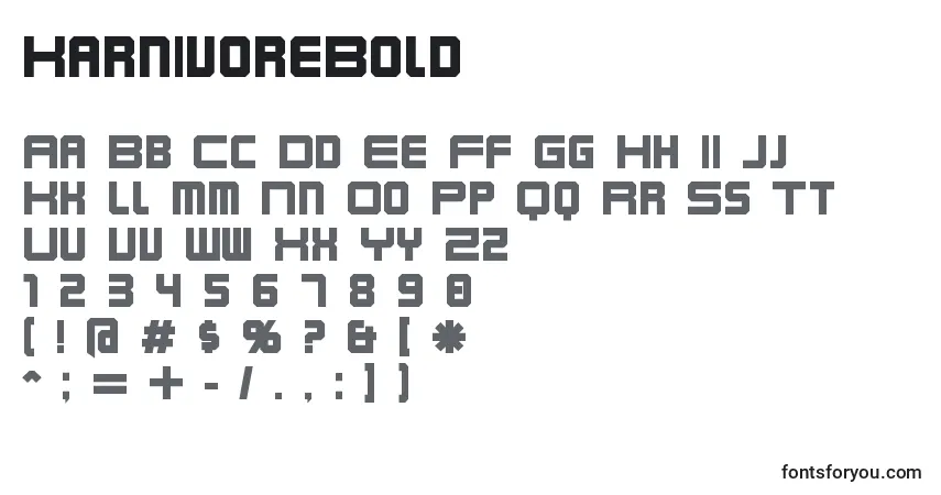 Czcionka KarnivoreBold – alfabet, cyfry, specjalne znaki