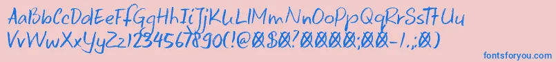 Czcionka DkKeswick – niebieskie czcionki na różowym tle