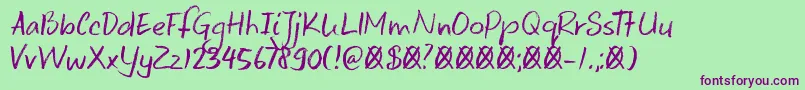 DkKeswick Font – Purple Fonts on Green Background