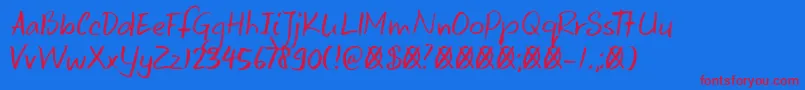 DkKeswick Font – Red Fonts on Blue Background