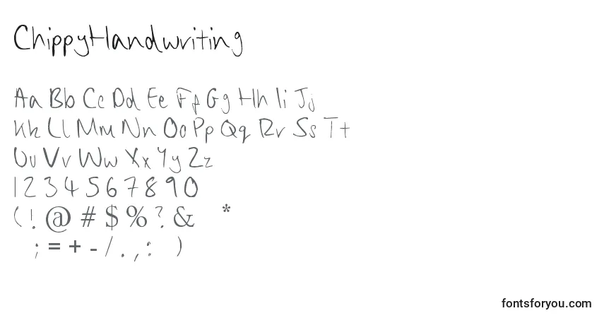 Schriftart ChippyHandwriting – Alphabet, Zahlen, spezielle Symbole