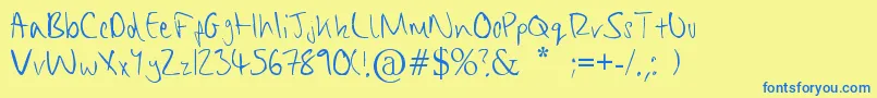 ChippyHandwriting Font – Blue Fonts on Yellow Background