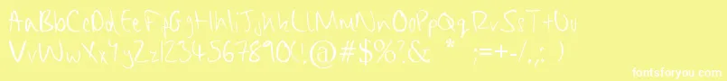 Fonte ChippyHandwriting – fontes brancas em um fundo amarelo