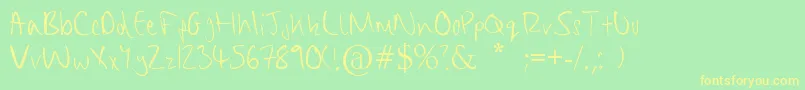 フォントChippyHandwriting – 黄色の文字が緑の背景にあります