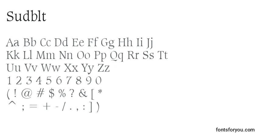Шрифт Sudblt – алфавит, цифры, специальные символы