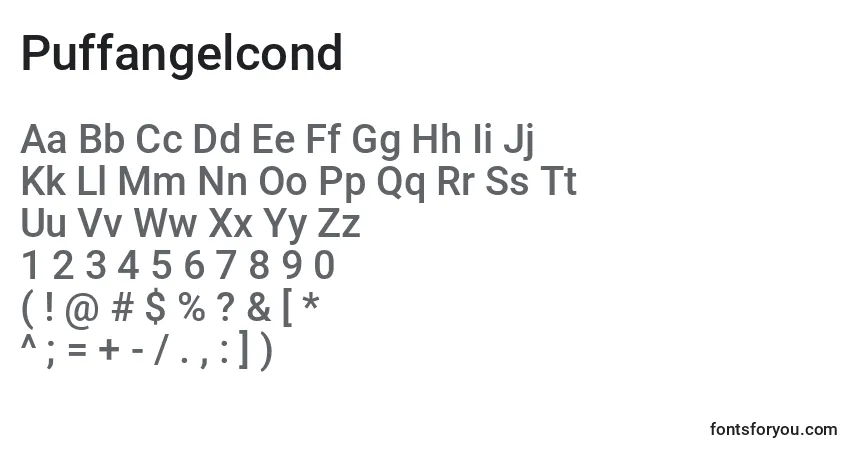 Czcionka Puffangelcond – alfabet, cyfry, specjalne znaki