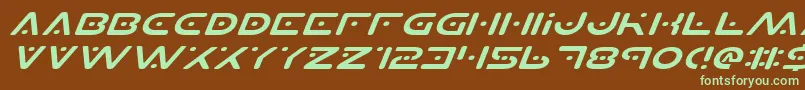 PlanetSExpandedItalic-Schriftart – Grüne Schriften auf braunem Hintergrund