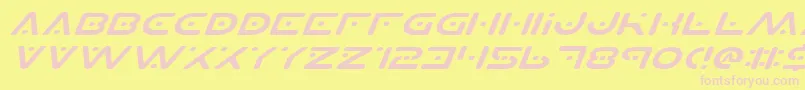 PlanetSExpandedItalic-fontti – vaaleanpunaiset fontit keltaisella taustalla