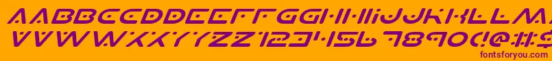 PlanetSExpandedItalic-fontti – violetit fontit oranssilla taustalla