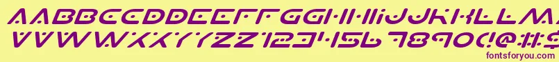 PlanetSExpandedItalic Font – Purple Fonts on Yellow Background