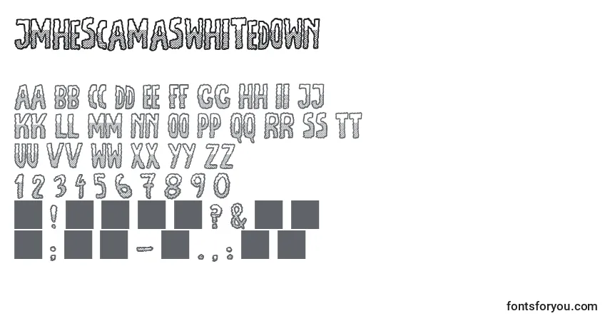 JmhEscamasWhiteDown Font – alphabet, numbers, special characters