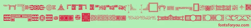 フォントPfornmtreasures3Regular – 赤い文字の緑の背景