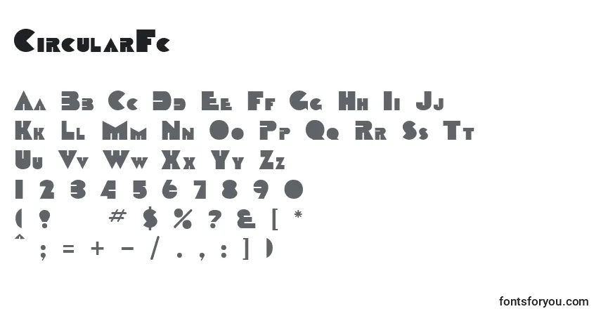 A fonte CircularFc – alfabeto, números, caracteres especiais