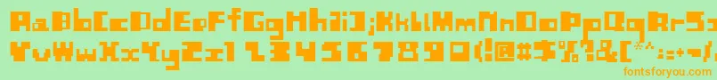 BlockedoutRegular Font – Orange Fonts on Green Background