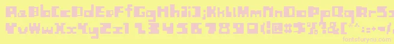 BlockedoutRegular Font – Pink Fonts on Yellow Background