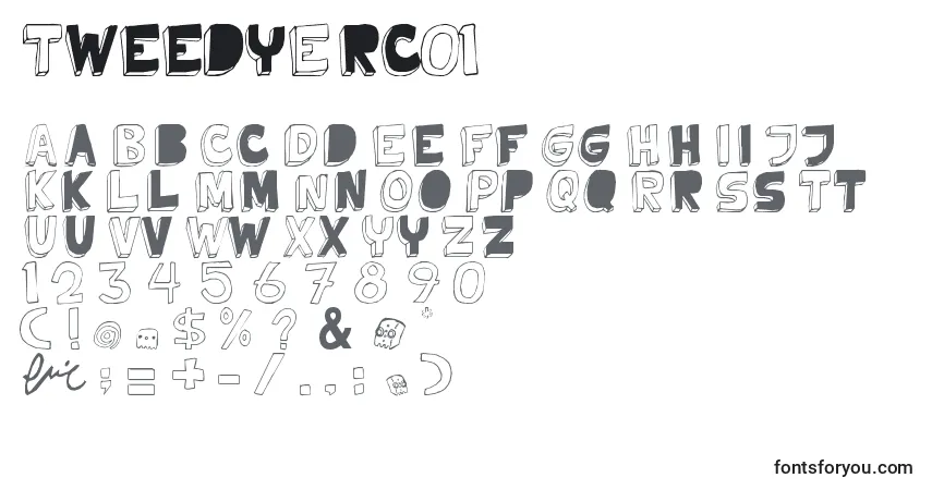 TweedyErc01-fontti – aakkoset, numerot, erikoismerkit