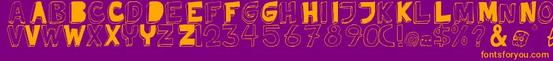 TweedyErc01-Schriftart – Orangefarbene Schriften auf violettem Hintergrund