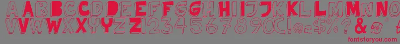 フォントTweedyErc01 – 赤い文字の灰色の背景