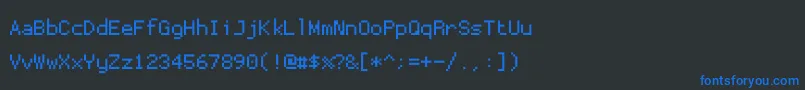 Fonte Proggytinytt – fontes azuis em um fundo preto