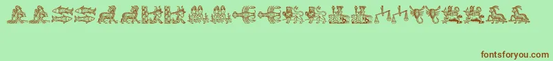 Fonte Tierkreis3 – fontes marrons em um fundo verde