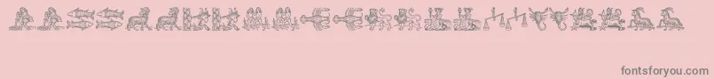 Tierkreis3-Schriftart – Graue Schriften auf rosa Hintergrund