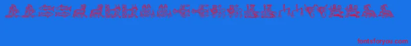 Tierkreis3-Schriftart – Rote Schriften auf blauem Hintergrund