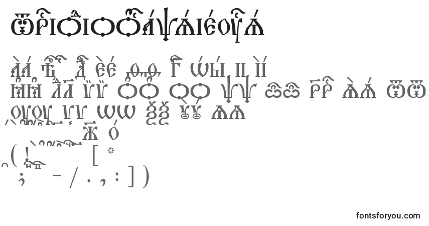 Czcionka TriodionCapsIeucs – alfabet, cyfry, specjalne znaki